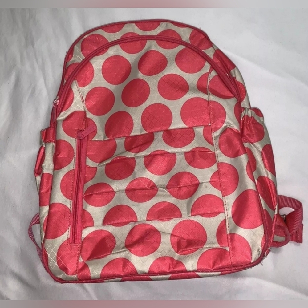 NWOT Thirty One Mod Coral Pink Polka Dot Insulated Backpack